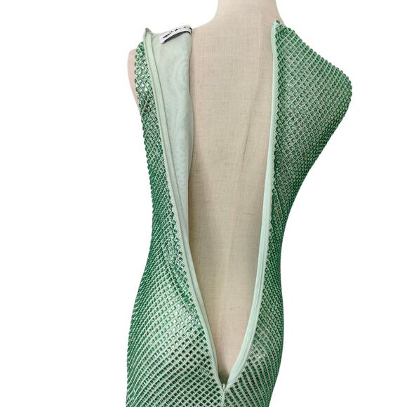 Self Portrait Mint Rhinestone Mesh Midi Dress US 2 - Picture 10 of 10